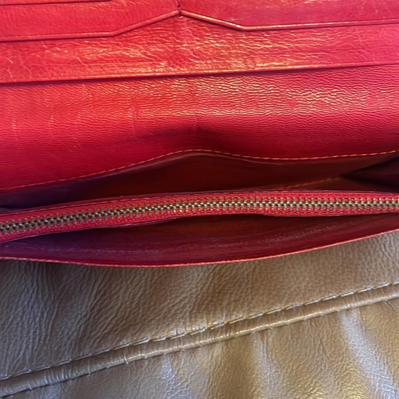 YSL red leather long wallet with silver studs - Picture 7 of 7